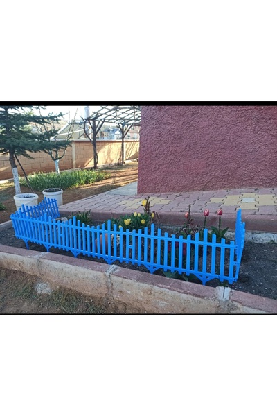 ALL PLAST Dekoratif Plastik Bahçe Çiti Plastik Çit Mavi Renk 58 cm