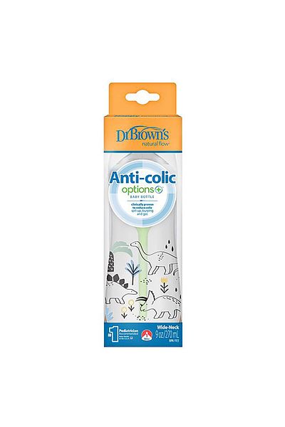 Dr.Brown's Db 91010 270 ml Pp Wide Mouth Anti-Colic Options+, Dinosaur Pattern, Single Pack