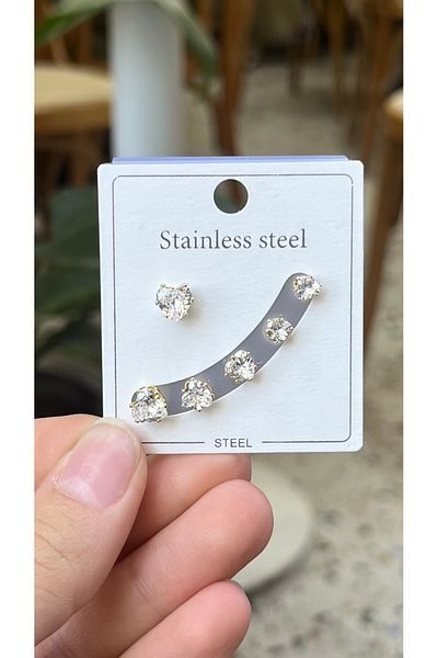 ZEYCE 6-Piece Gold Color Heart Patterned Tarnish-Free Earrings