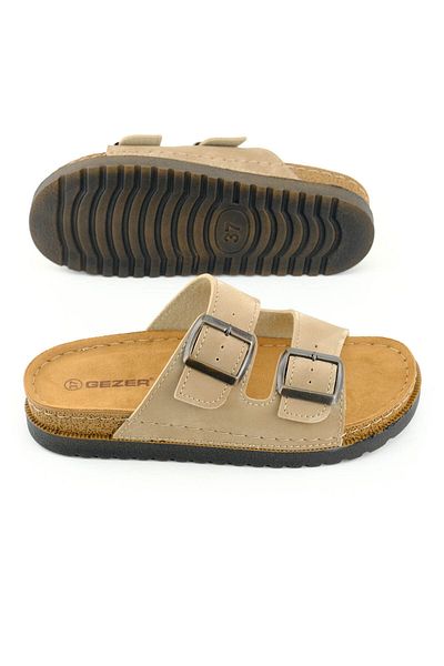 GEZER Women's Summer Faux Leather Two Buckle Adjustable Comfort Sole Daily Slippers