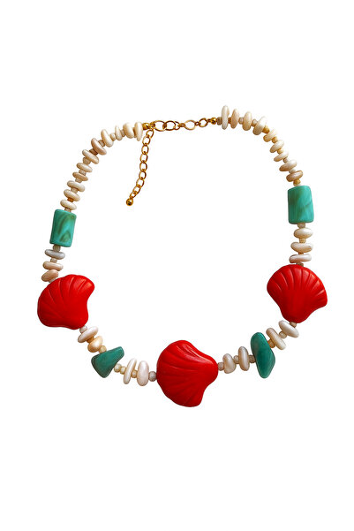 Venus Design Red Mussel Charm Necklace