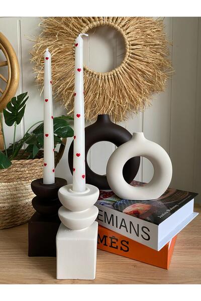 Porselian Set decorativ de 4 vaze boeme, 2 vaze cu inele, 2 suporturi pentru ...