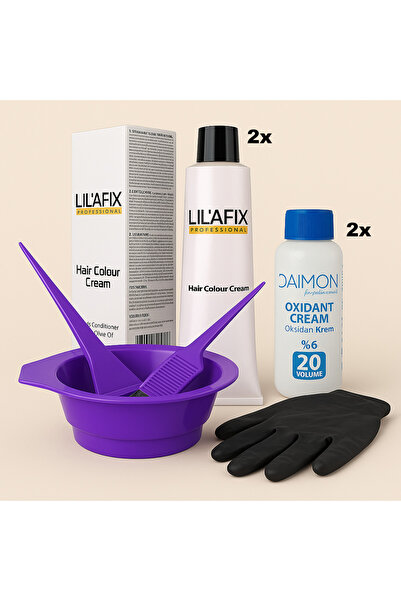 Lilafix LIL’AFIX 2’li 8/11 Yoğun Küllü Açık Kumral Boya+2’li %6(20Hacim) Oksi...