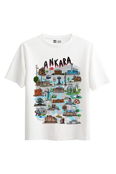 %100 Pamuklu Oversize Baskılı T-shirt - Ankarayı Anlatmak
