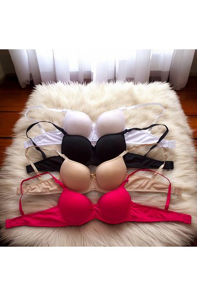 minossa Women's Padded Support Underwire Gathering 4-Piece Bra Set