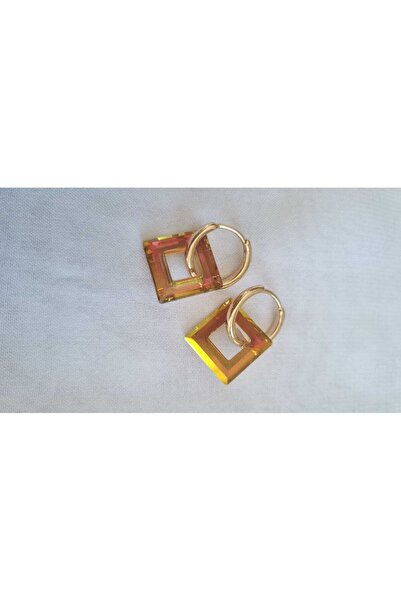 İNİTİUM Stainless Steel Hologram Detailed Hoop Earrings