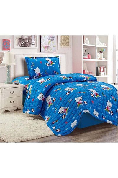 Moon Compressed Quilt Set Microfiber 3 Pieces Blue and White Single