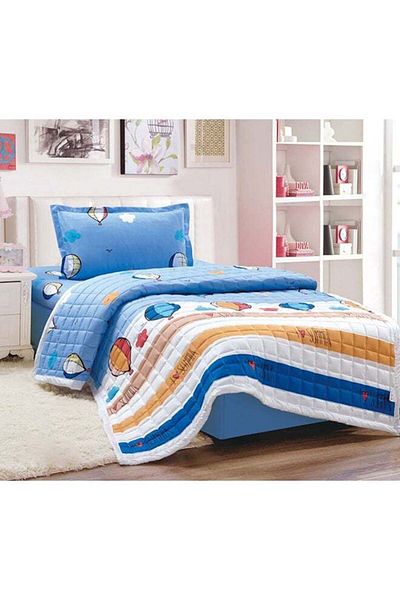 Mon 3-Piece Quilted Comforter Set Made of Multi-color Microfiber