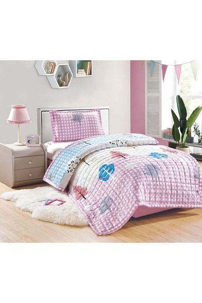 Moon Compressed Comforter Set 3-Piece Microfiber Light Pink/White Single