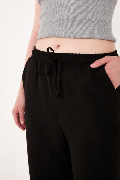 GRİMALDİ Linen Blend Loose Cut Trousers Black