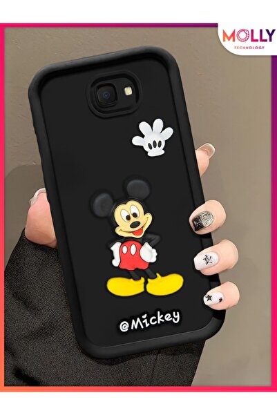 Molly Samsung Galaxy J4 PLUS Için Siyah Kenarları Kalın 3d Kabartmalı Mickey ...