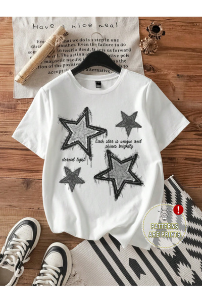 Framgan Γυναικεία/Ανδρικά T-shirts STAR με ιδιαίτερη στάμπα, καθημερινά, κοντ...