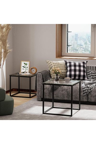 Generic 2-piece metal and glass coffee table set