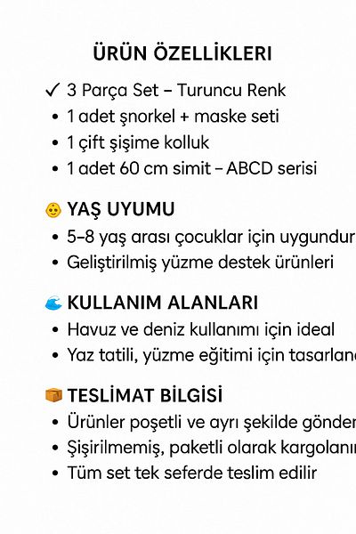 Avantaj Kapıda Children's Sea Pool Set of 3 – Snorkel Mask + Armband + Simit (5-8 Years)