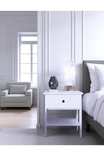 NESTRO Saray Komidin Şık Yatak Odası Komodin Beyaz