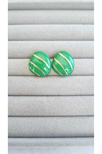 İNİTİUM Vip Series Stainless Steel Green Enamel Earrings