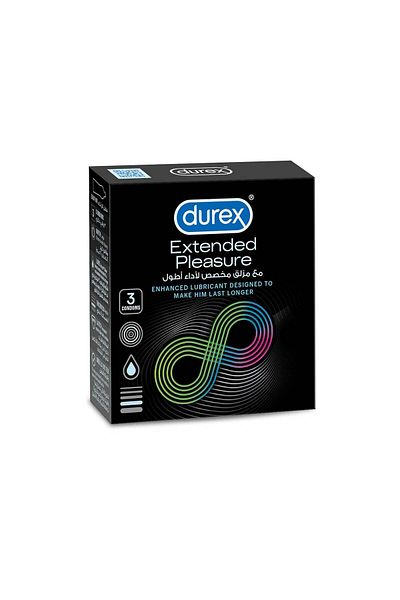 Durex 3 Pieces Extended Pleasure Condoms for Men with Enhanced Lubricants