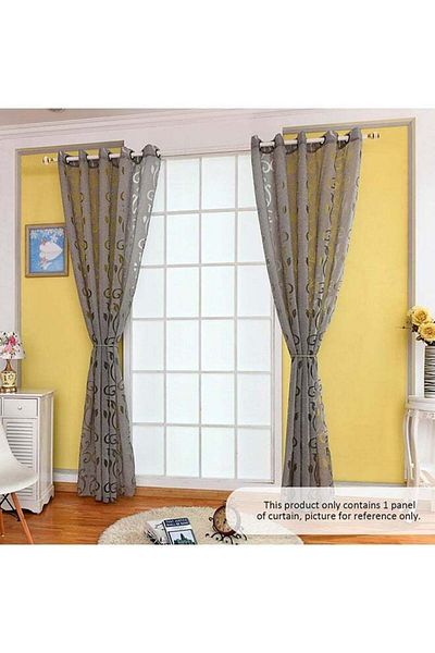 Generic Polyester Semi Blackout Window Curtain Grey