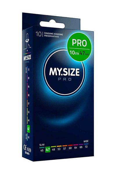 Mysize PRO Ultra Thin Condoms 10 Pieces (47 Size) – Odorless, Long Lasting, Sustainable, Premium Quality for
