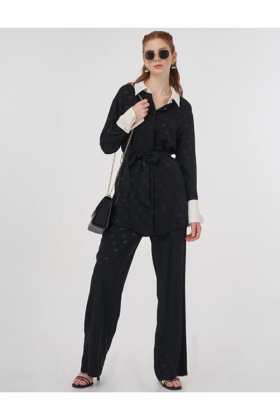 Kayra Polka Dot Patterned Double Suit Black