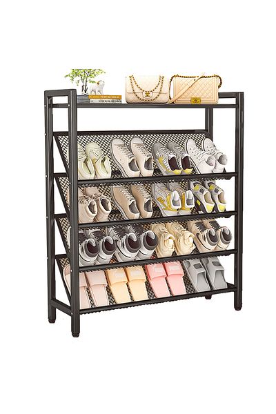 EqiEch Slim Multi-Tier Slanted Shoe Rack, Narrow Shoe Shelf Organizer for Closet, Entryway, or Dorm Room