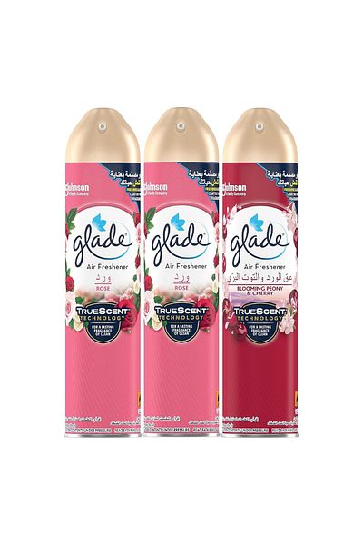 Glade Rose + Blooming Peony & Cherry Air Freshener Value Pack 3 x 300 ml