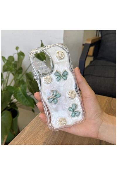 Zebana Xiaomi Redmi Note 11 Pro Uyumlu Kılıf Zebana Floral Silikon Kılıf Yeşil