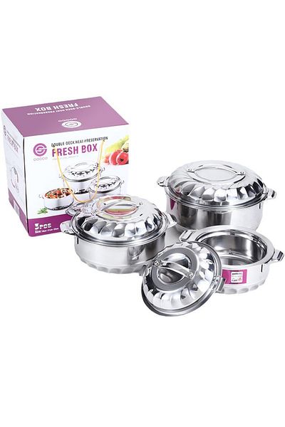 sharpdo 3-Piece Double-Layer Stainless Steel Cookware Set, Thickened Set with Large Capacity 2l/3l/5l