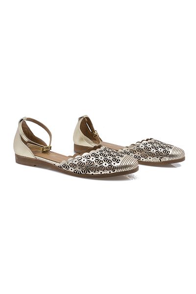 Caspiansea Women's ballet flats, Caspian, Cas-182, casual, genuine leather, gold, 40
