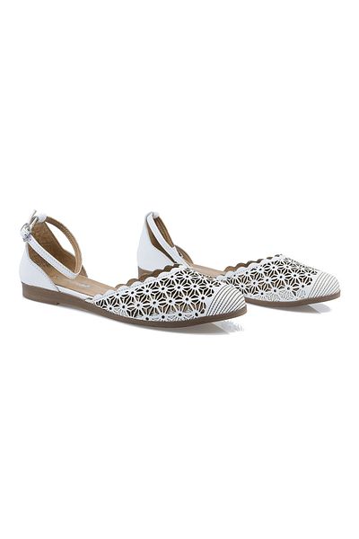 Caspiansea Women's ballet flats, Caspian, Cas-182, casual, natural leather, white, 40
