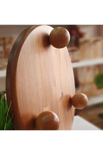 Kitchen Pembelia Acacia ball-legged round stand oil pot base makeup organizer multi-purpose presentation tray