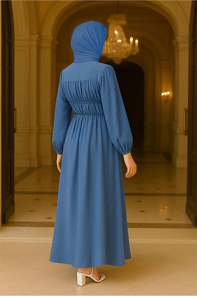TRENDTESETTÜR ΓΥΝΑΙΚΕΙΟ ΦΟΡΕΜΑ ΜΠΛΕ ΣΚΟΥΡΟ (INDIGO) ΜΕ ΚΟΡΔΟΝΙΑ T 9132