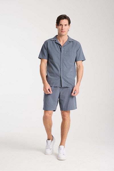 Store 100% Cotton Men's Linen Combination – Slim Fit Shirt and Shorts Set |