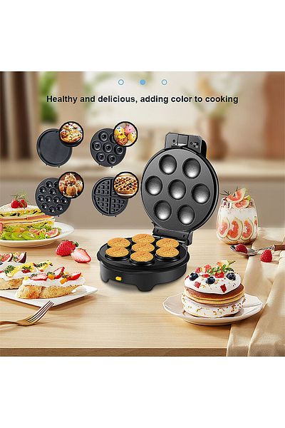 SOKANY 5 IN 1 Multi Snacks Maker with Donut-Meatball-Waffle-Cake-Pizza Non Stick Detachable Plates, 1000W