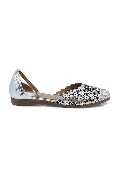 Caspiansea Women's ballet flats, Caspian, Cas-182, casual, genuine leather, silver, 40