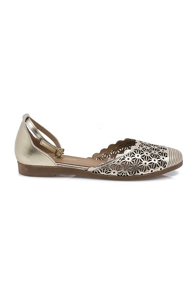 Caspiansea Women's ballet flats, Caspian, Cas-182, casual, genuine leather, gold, 40