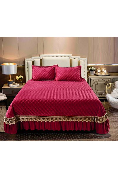 CHIRASO CHIRASO Bedspread Set, VELVET, 3 Pieces, 220x240+27 cm, 2 Pillowcases 50x70+5 cm, red