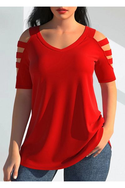 NEGKRON Modavera Women's Short Sleeve Sleeves Stripe Detail V Neck Viscose Blouse