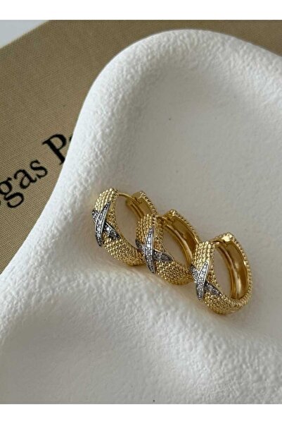 Bubbleatelier Çelik 3'lü set gold X küpe