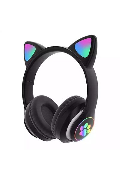 OEM Cat Headphones, Wireless, Stereo, RGB Lights, Bluetooth 5.0, SD Slot, Black