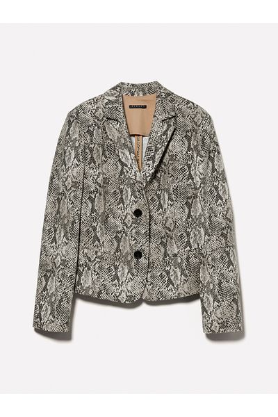 Sisley Γυναικείο μπουφάν με γκρι σχέδιο με τσέπες με κουμπιά με λεπτή εφαρμογή