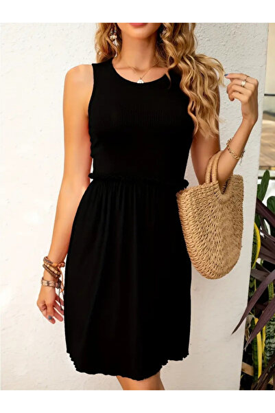 kendim fashion Women's Sleeveless Waist Elastic and Gather Detail Viscose Min...