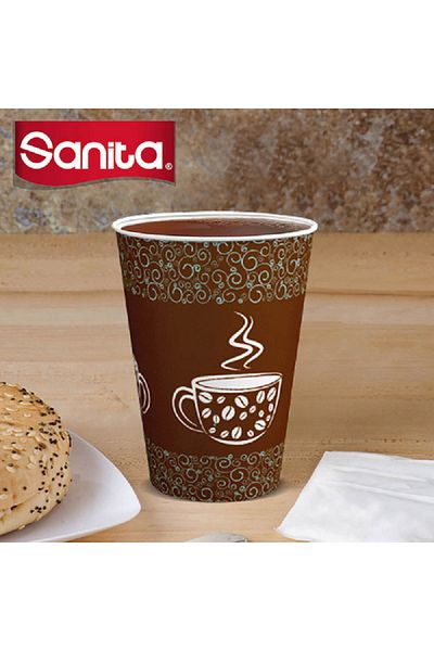 Sanita 50-Piece Disposable Paper Cup Set Brown and White 9oz
