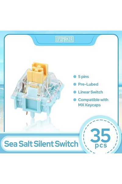 Epomaker مجموعة مفاتيح لوحة المفاتيح الميكانيكية Sea Salt Silent، مفتاح خطي مُشحم مسبقًا مع فتحة LED، 35