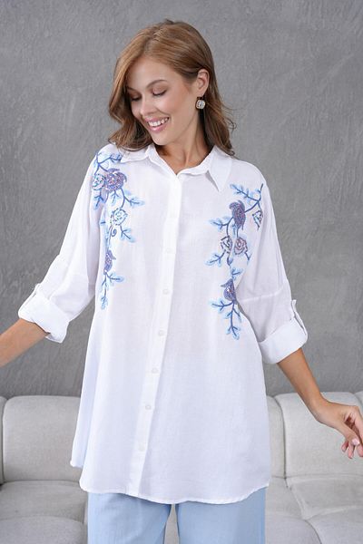 BURRASCA Embroidered Oversize Linen Shirt