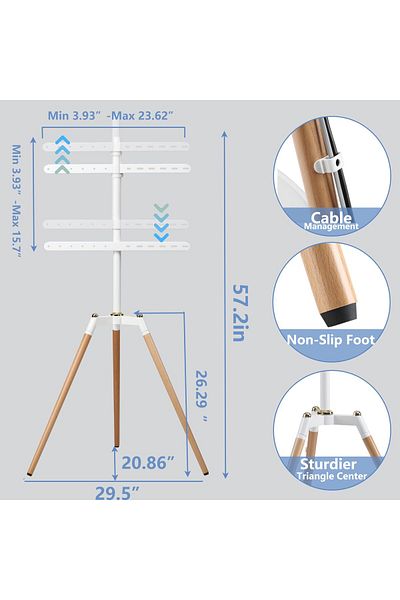 FlashHawk Tripod Easel TV Stand for 32-65 inch LED LCD Screen, Height Adjustable Studio Floor TV Mount