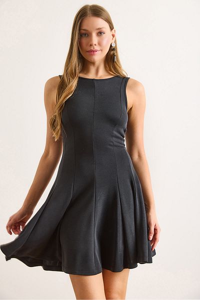 Olalook Γυναικείο Μίνι Φόρεμα Αμάνικο Καμπάνα Anthracite Modal Piece ELB-19002472