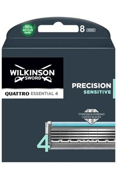 Wilkinson Set of 8 Reserves, Wilkinson Sword, Quattro Titanium Sensitive, Aloe Vera, Vitamin E and Jojoba