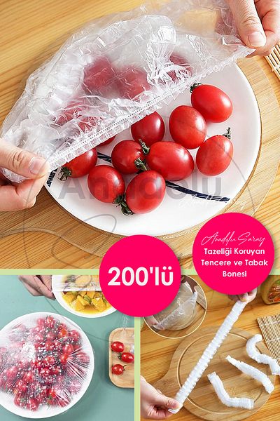 Anadolu Saray 200 Pieces Practical Freshness Preserving Pot and Plate Cover |   Multi-Purpose Cover Food Cap Strech Cover