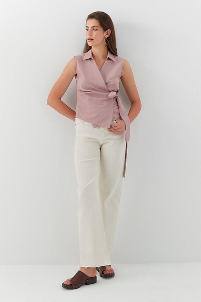 MARKALİSTE Plain Tie Shirt Dusty Rose